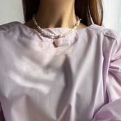 ［ ローズクォーツ ］淡水パール×天然石　ハートチャームネックレス ［GSN046］