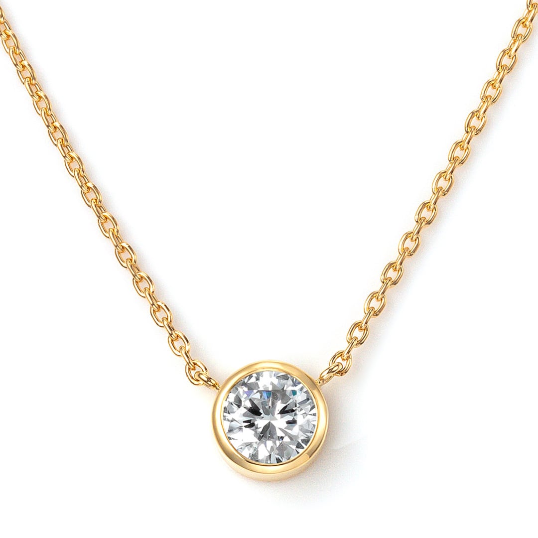 K18 0.3ct ベゼル（GIA)D VVS1 3EX 一粒ダイヤモンドネックレス