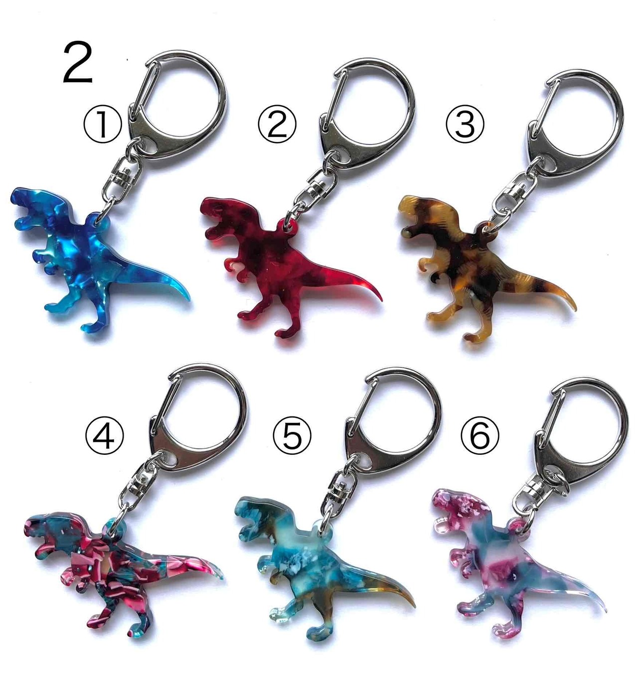 恐竜キーホルダー★ティラノサウルスⅡ　【メガネ産地福井～メガネ素材で作ったアクセサリー】