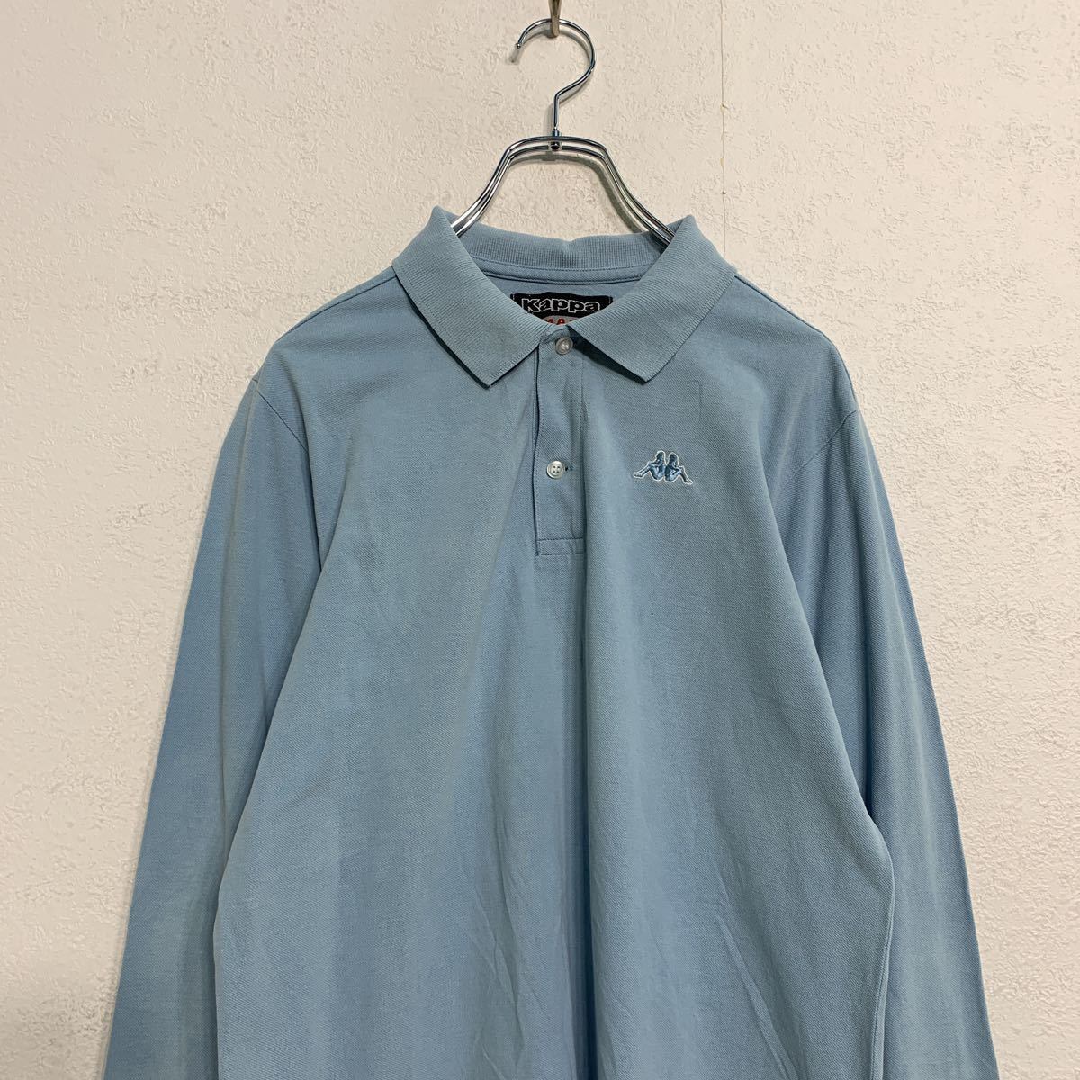 KAPPA 長袖 ポロシャツ S ブルー カッパ ロゴ スポーツ ストリート