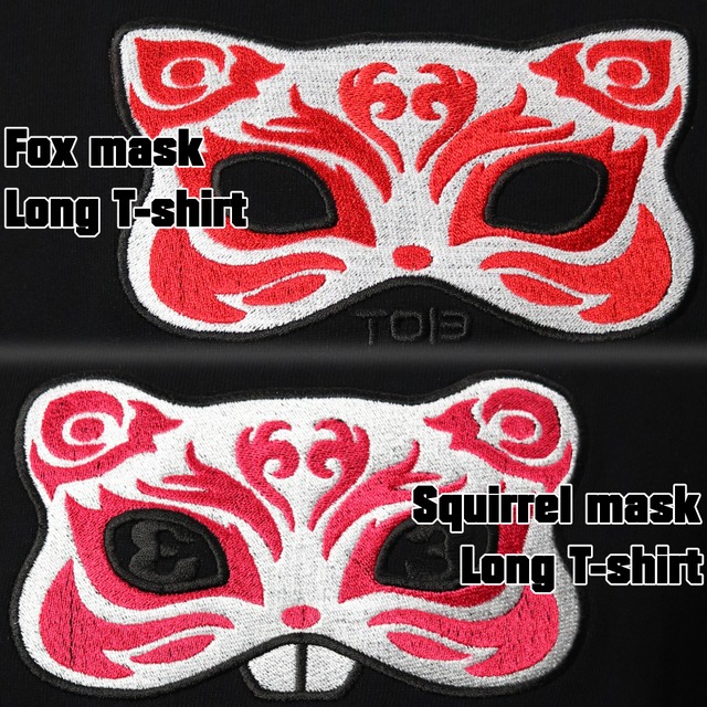 Fox mask Long sleeve T-shirt (フォックス マスク ロング スリーブ ティーシャツ)【Black】