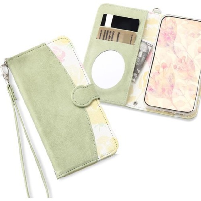 Xperia 10 V ケース手帳型 レザー おしゃれ 花柄 プリント ストラップ付き Xperia 10 V SO-52D カバーケース 手帳 ドコモ いい質感 ロマンティック雰囲気 カードポケット エクスペリア 10 V スマホケース 手帳型 鏡付き スタンド機能 シンプル オリジナルなデザイン きれい 便利 さわやか 耐衝撃 防水 男女通用 緑と牡丹 2418