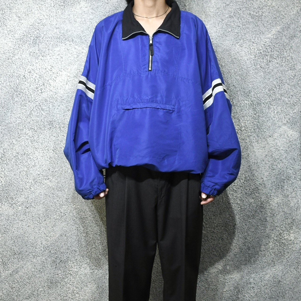 half zip switching design smooth pullover