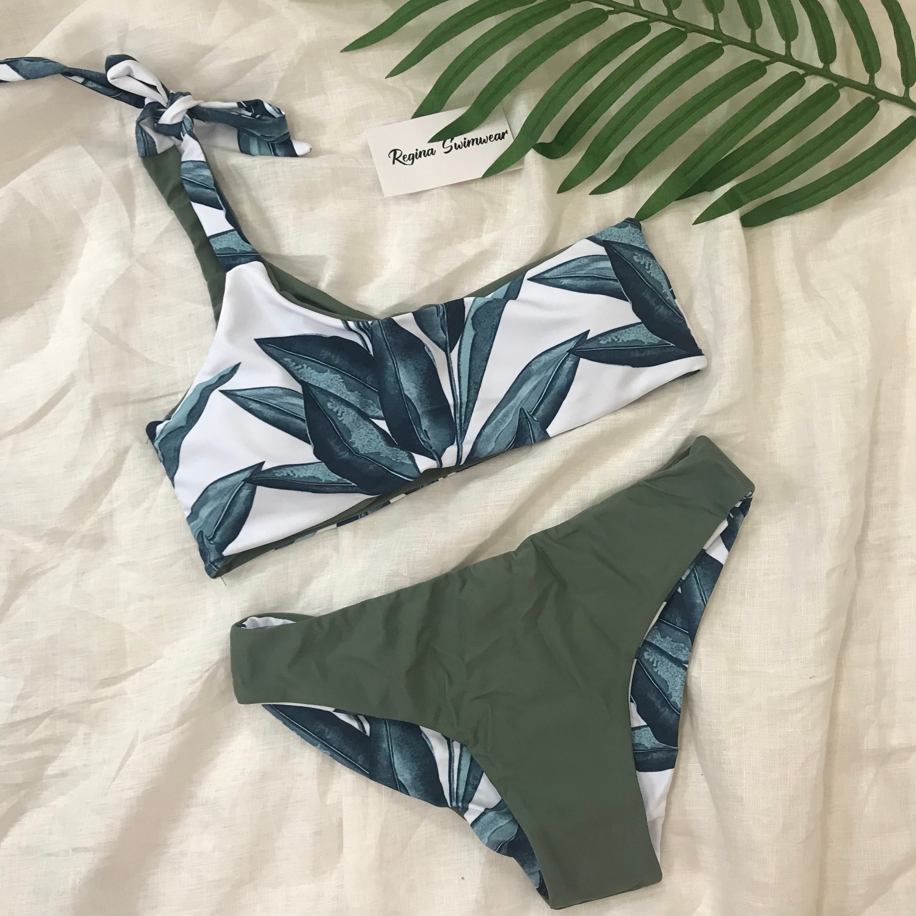 リバーシブル ワンショルダービキニ リーフ柄 ワンショルダー リーフ柄 リバーシブルビキニ | REGINA SWIMWEAR
