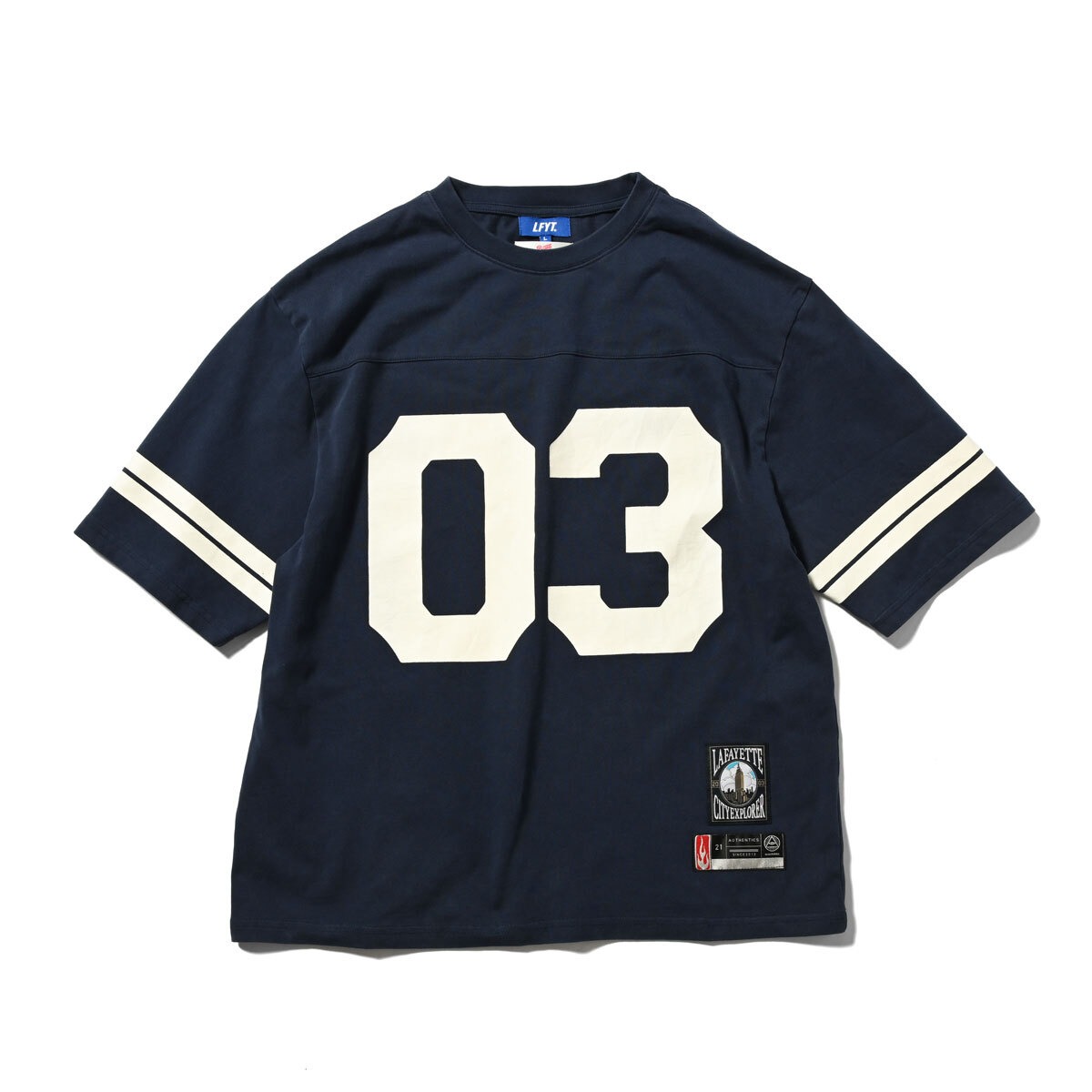 LFYT × blazz works VINTAGE FOOTBALL TEE [NAVY] | blazz works
