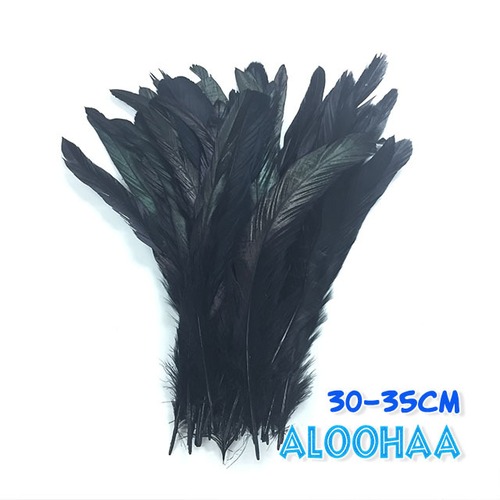 単色ロングフェザー 【ブラック】#30-001BK30-CT 30~35cm タヒチアン 衣装 材料 ルースターテール 染め 羽根    