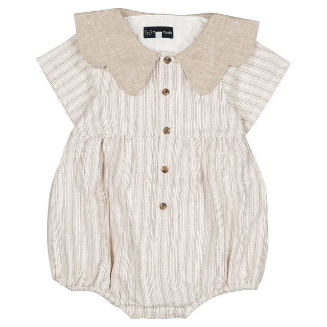 ご予約【MaisonMarelle】送料無料Romper NEUILLY- beige stripes
