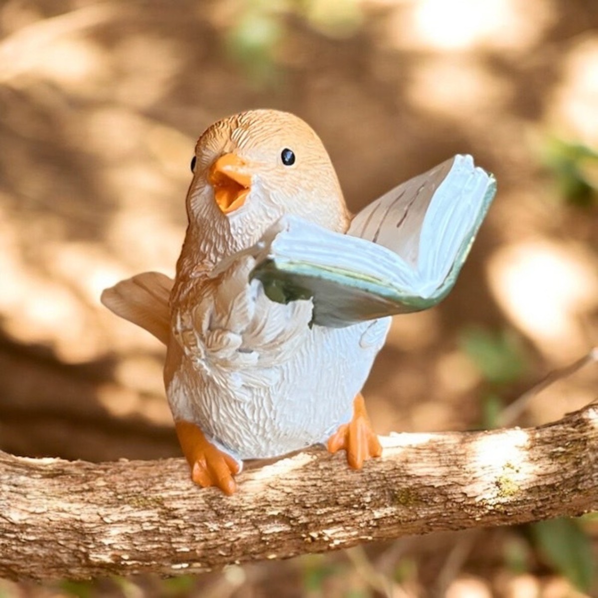 ミニチュアアニマル ことりの読書 小鳥 小さな動物の世界 置物 