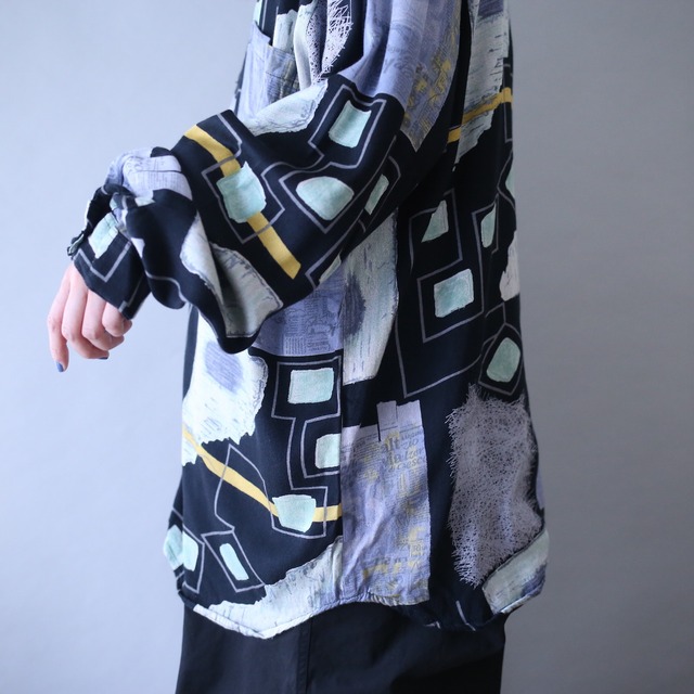 dark art full pattern over silhouette rayon shirt