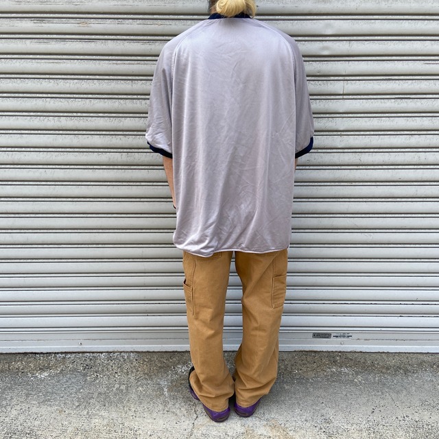 90s NIKE リバーシブルゲームTシャツ メッシュT 紺 シルバー M