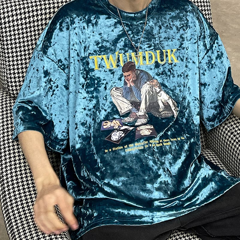 アメリカ風涼しい着心地のベルベットTシャツ | mblueshop