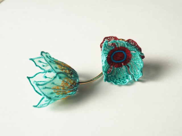 ARRO / Embroidery earing / FLOWERS AT DAWN / MINT