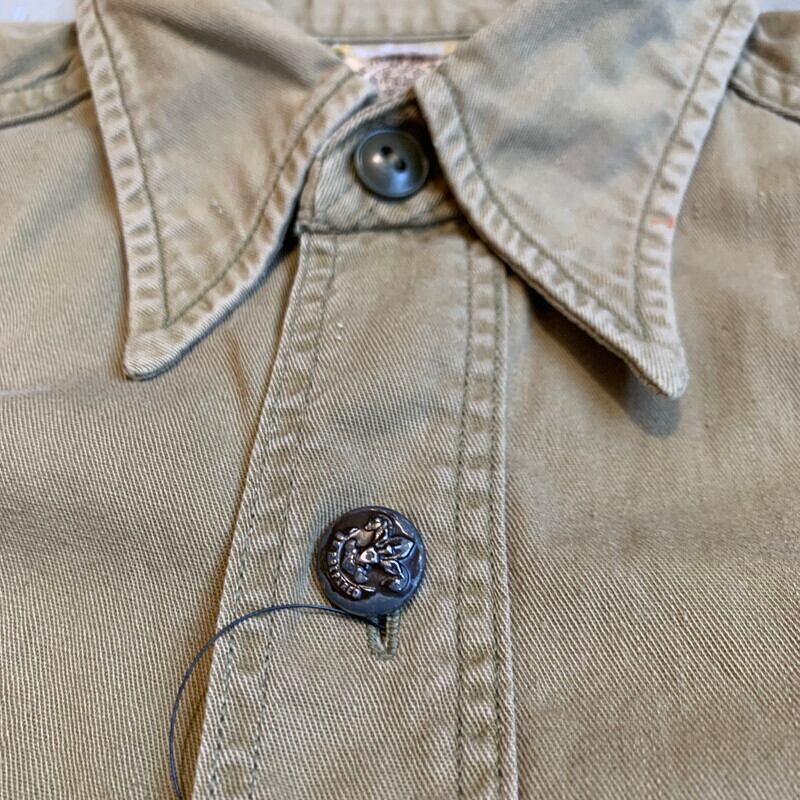 BSA ビンテージ40s ボーイスカウトシャツ メタルチェンジボタン マチ付き-