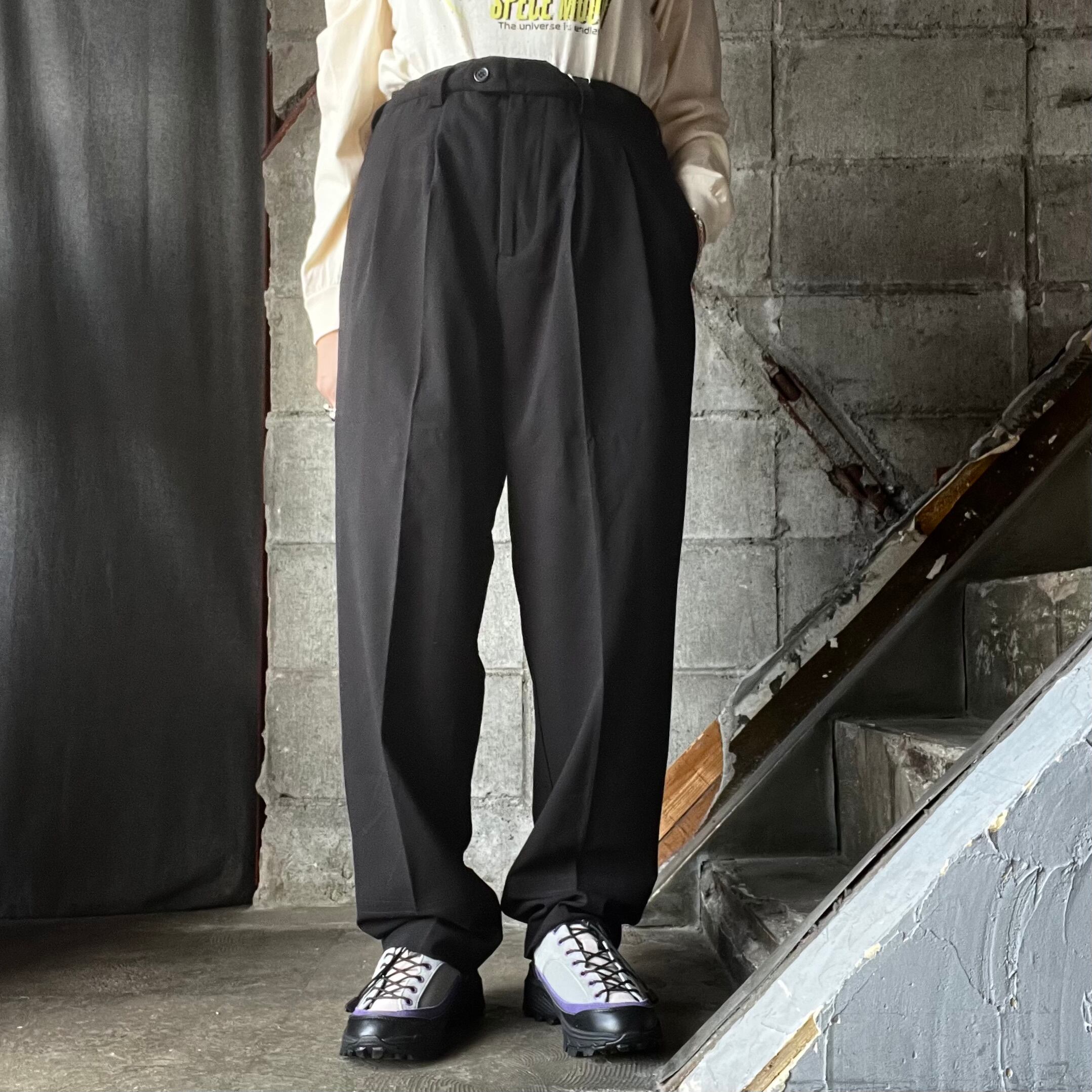modem design】 two tuck standard pants (black) | olaf