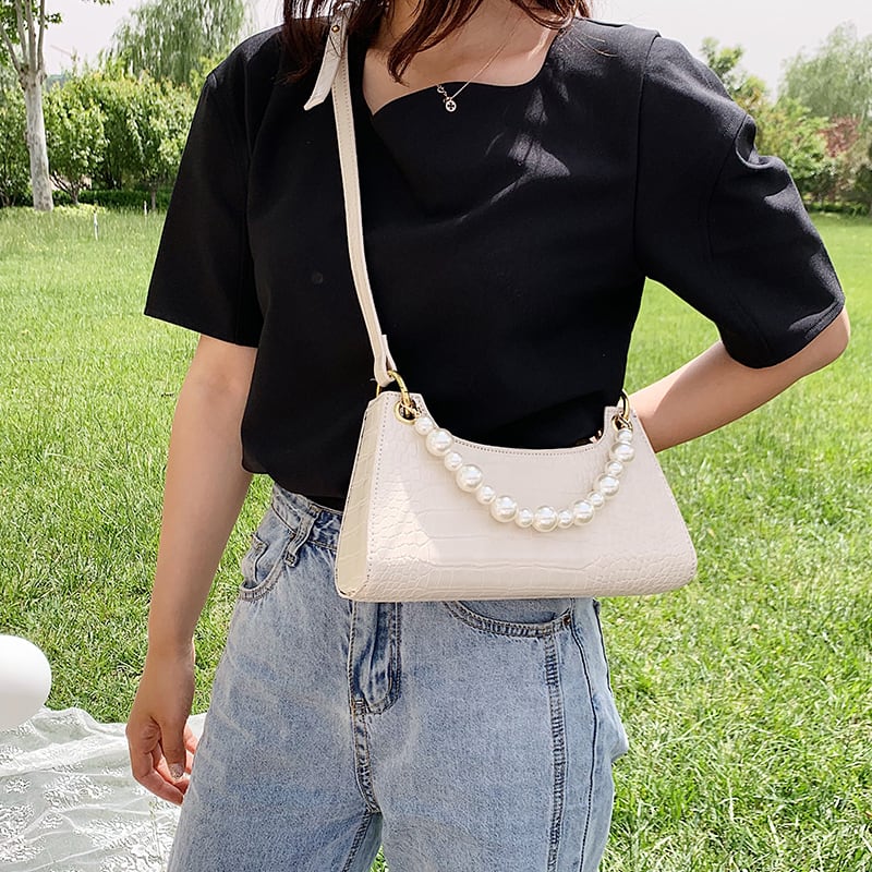 小さなバッグ女性バッグ2020夏の新しい波パールワイルドショルダーメッセンジャーバッグファッションテクスチャポータブル脇バッグ Tiancai_Wing_Bag6039818