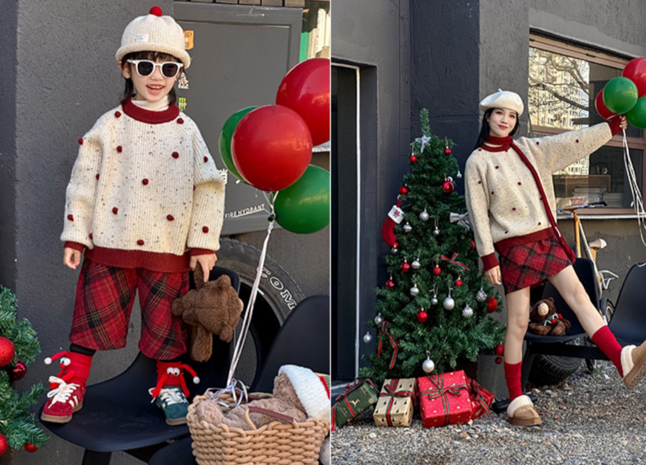 〈kids/ 90-140size〉Dot & Plaid Ensemble /トップス - 3