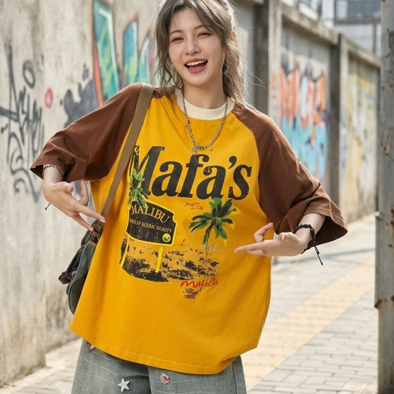 レトロサーフグラフィックラグランTシャツ 2col R02076