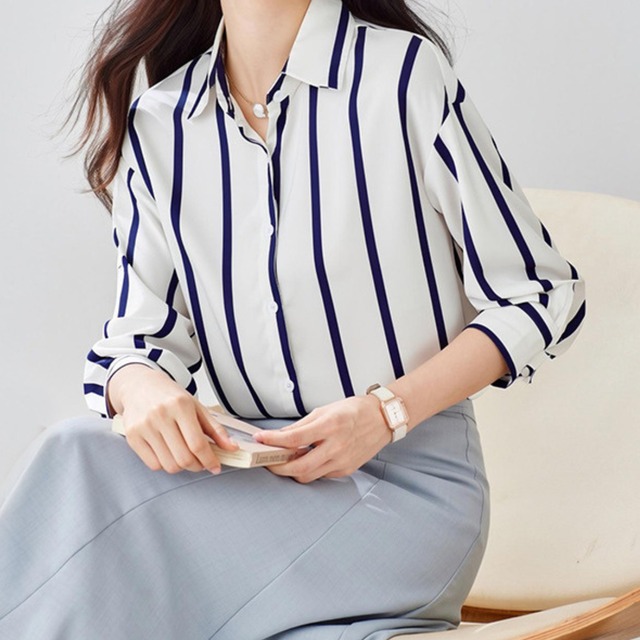 Elegant stripe chiffon blouse