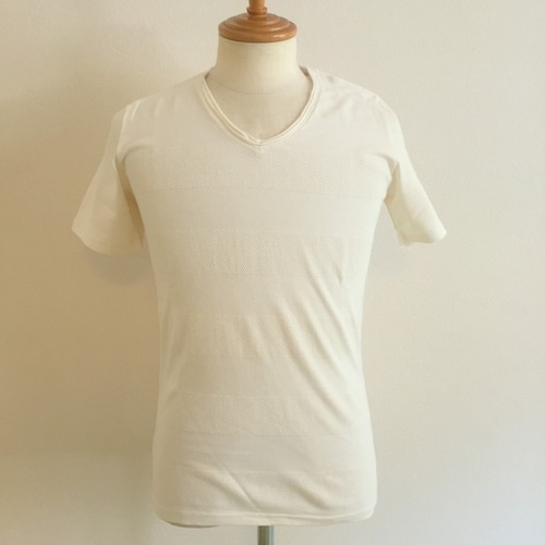 Shadow Border V Neck Cut & Sewn　Off White