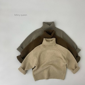 【BABY&KID】ハイネック無地セーター