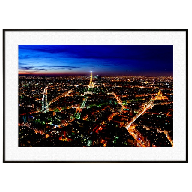 夜景写真 フランス パリの街並みインテリアアートポスター額装 AS1267