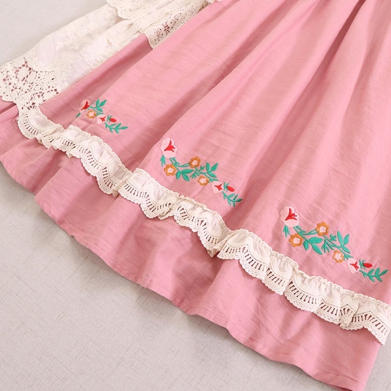 森ガール風ガーリーレース刺繍アシンメトリースカート W1065 | Wild