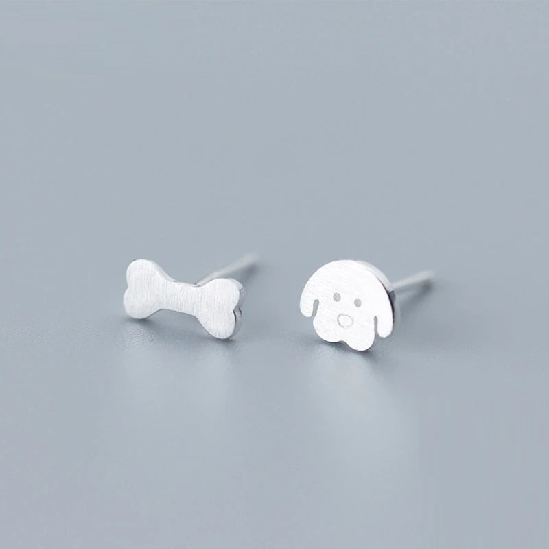 ワンコ＆ホネ★アシンメトリーなプチピアス