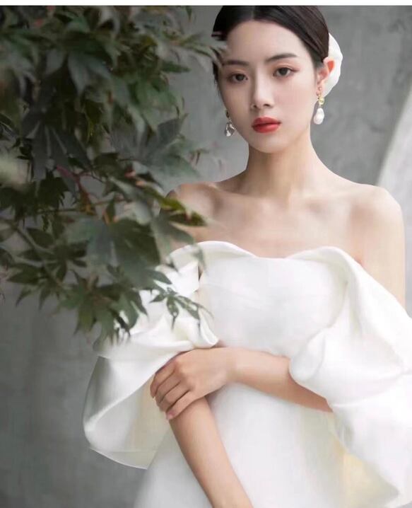 dressproduction パフスリーブウェディングドレス (着用画像あり dressproduction パフスリーブウェディングドレス (着用画像あり