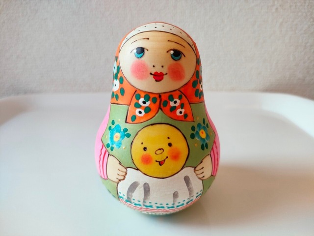 LYH077】北欧ロシア雑貨 起き上がりこぼし (大) ロシアの冬景色 