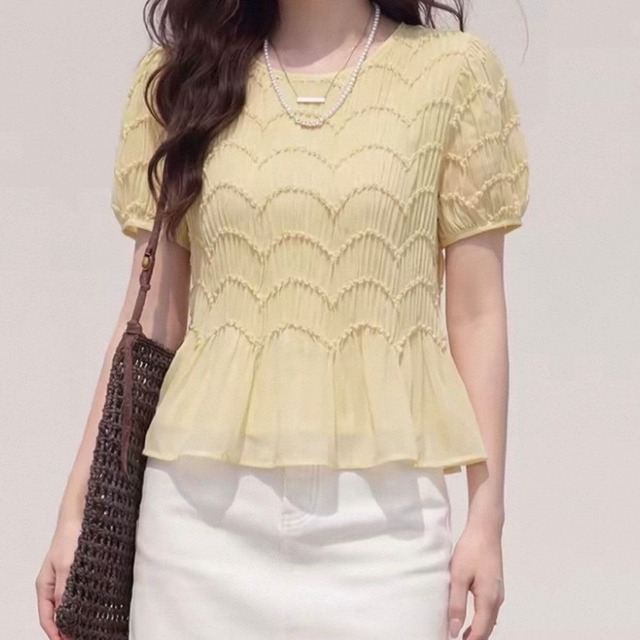 シェルラインふんわりトップス　2color　N00631