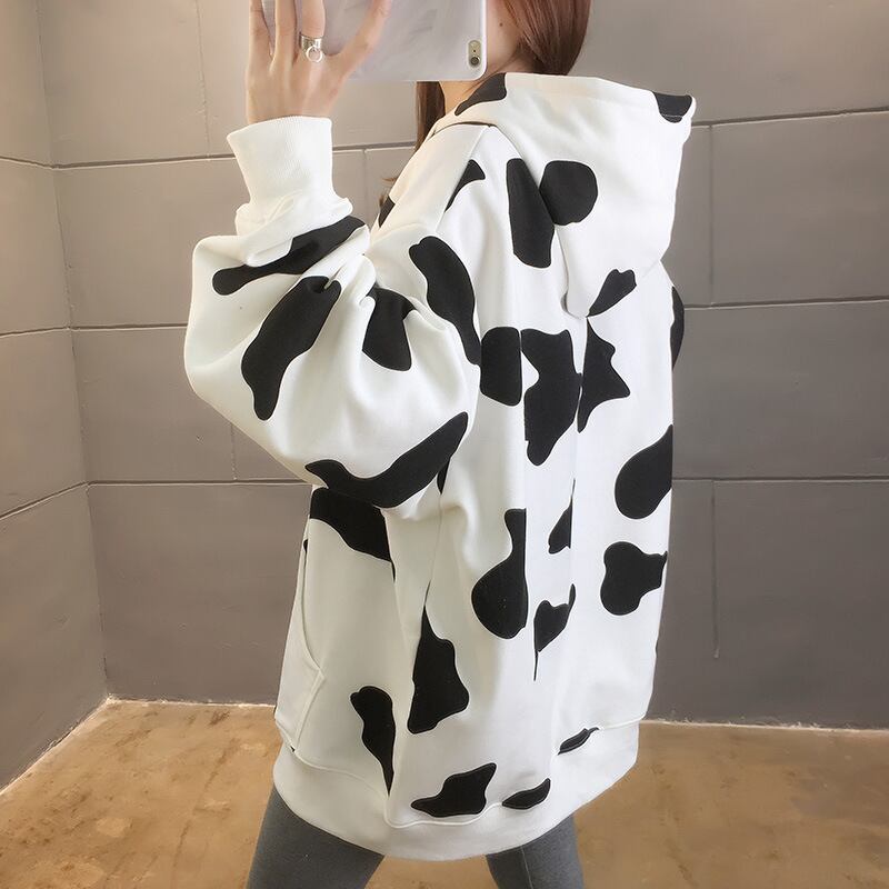 ホルスタイン柄ビッグパーカー 韓国レディースファッション通販 Krex ケーレックス