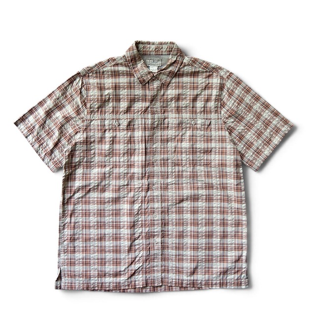USED L.L.Bean Plaid S/S Shirts(NYLON)