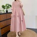2色/立体花モチーフ刺繍フリル袖ワンピ ・11933