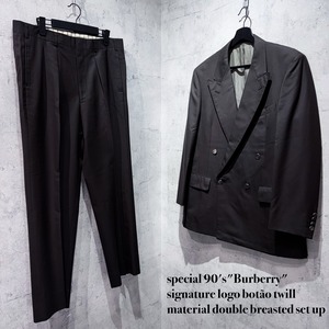 special 90's"Burberry"signature logo botão twill material double breasted set up