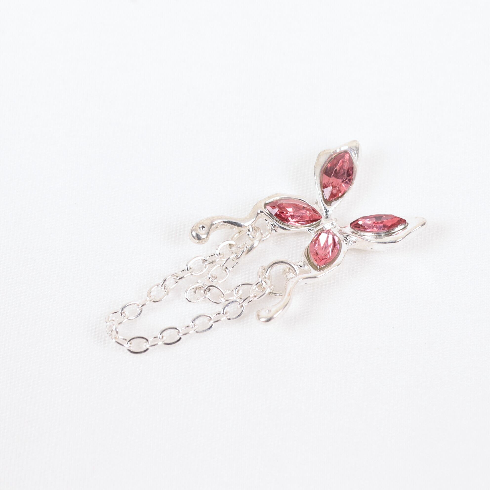 蝶 パーツ チェーン シルバー 金属 ビジュー イミテーション 02000192