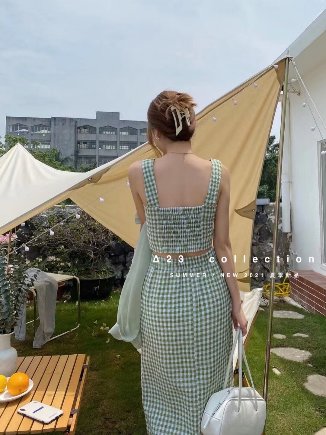 3アイテムセット(ギンガムセットアップ・シアーブラウス)　AJ3396-8842