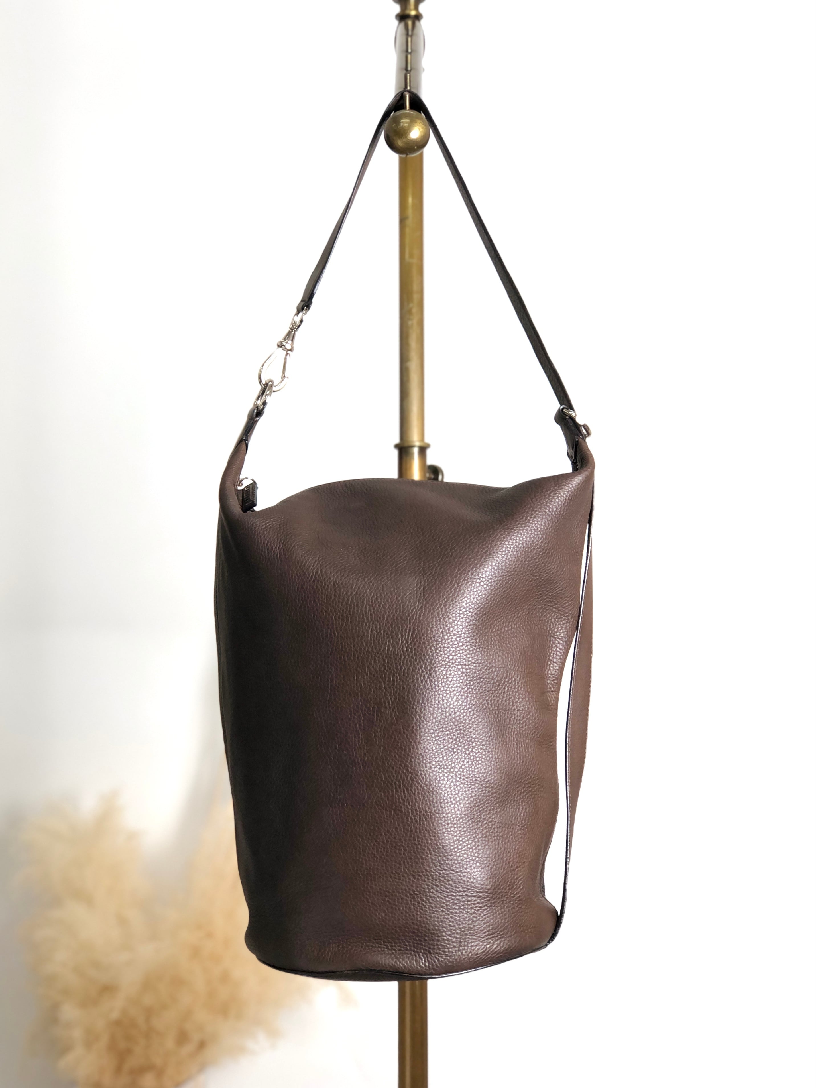 CELINE セリーヌ ショルダーバッグ ブラウン ブラゾン型押し バケツ型 2WAY vintage ヴィンテージ オールド n78r2a