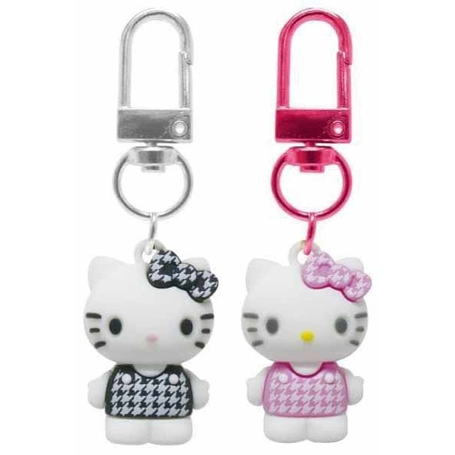 【ロット販売】【6入】ハローキティPVCペアキーホルダー千鳥格子(8314101)