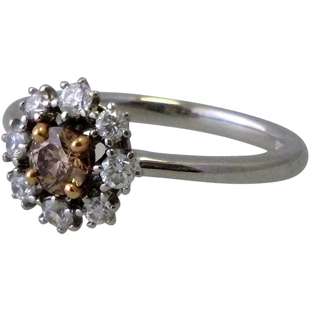 プラチナ K18 ブラウンダイヤモンドリング BD-0.30ct D-0.30ct 11号 カシケイ BROWN DIAMOND PRONG setting 人気 おしゃれ かっこよい 華やか 専用ケース付き 保証書付き