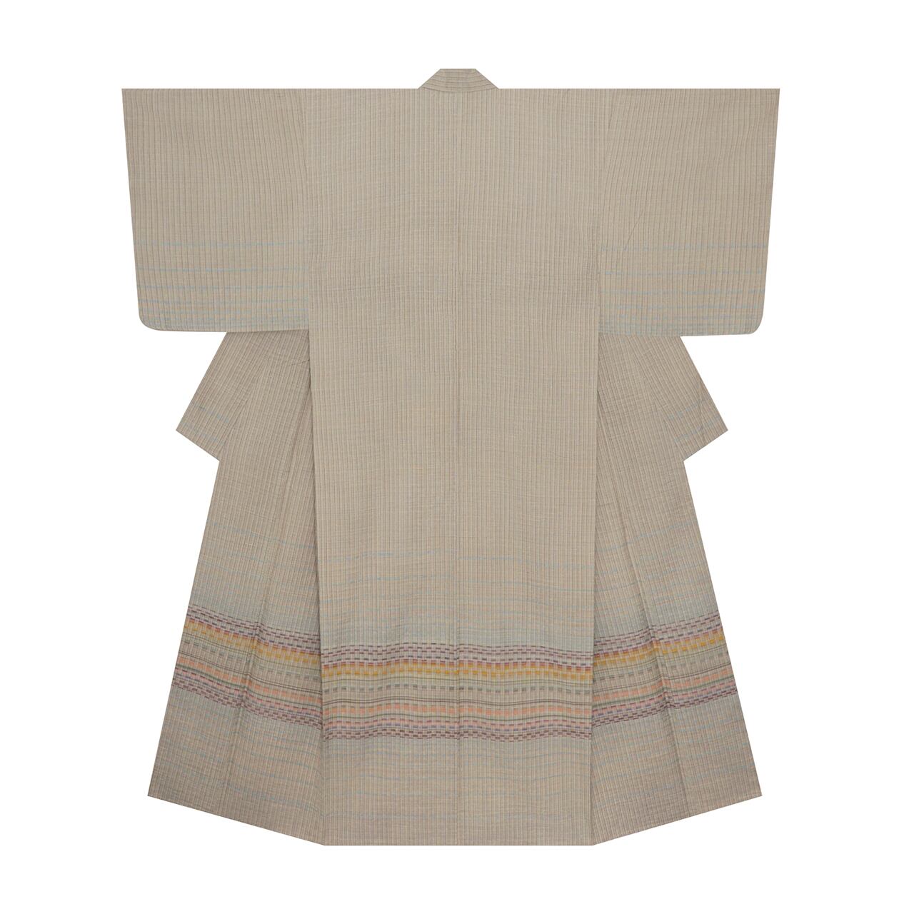 御召　単衣　悉皆済　縞 単衣＊Modern Rose＊セミアンティーク マジョリカお召着物 A201