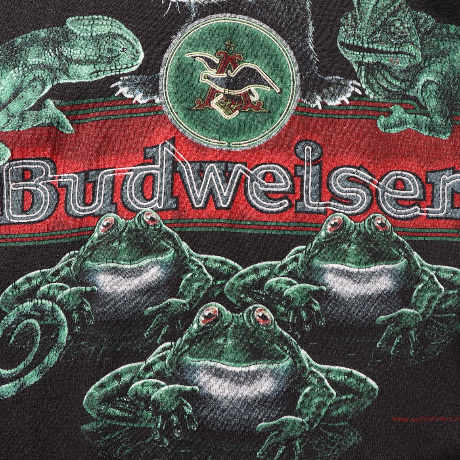 美品 XL 99年 バドワイザー frog カメレオン Tシャツ カエル 蛙 黒 