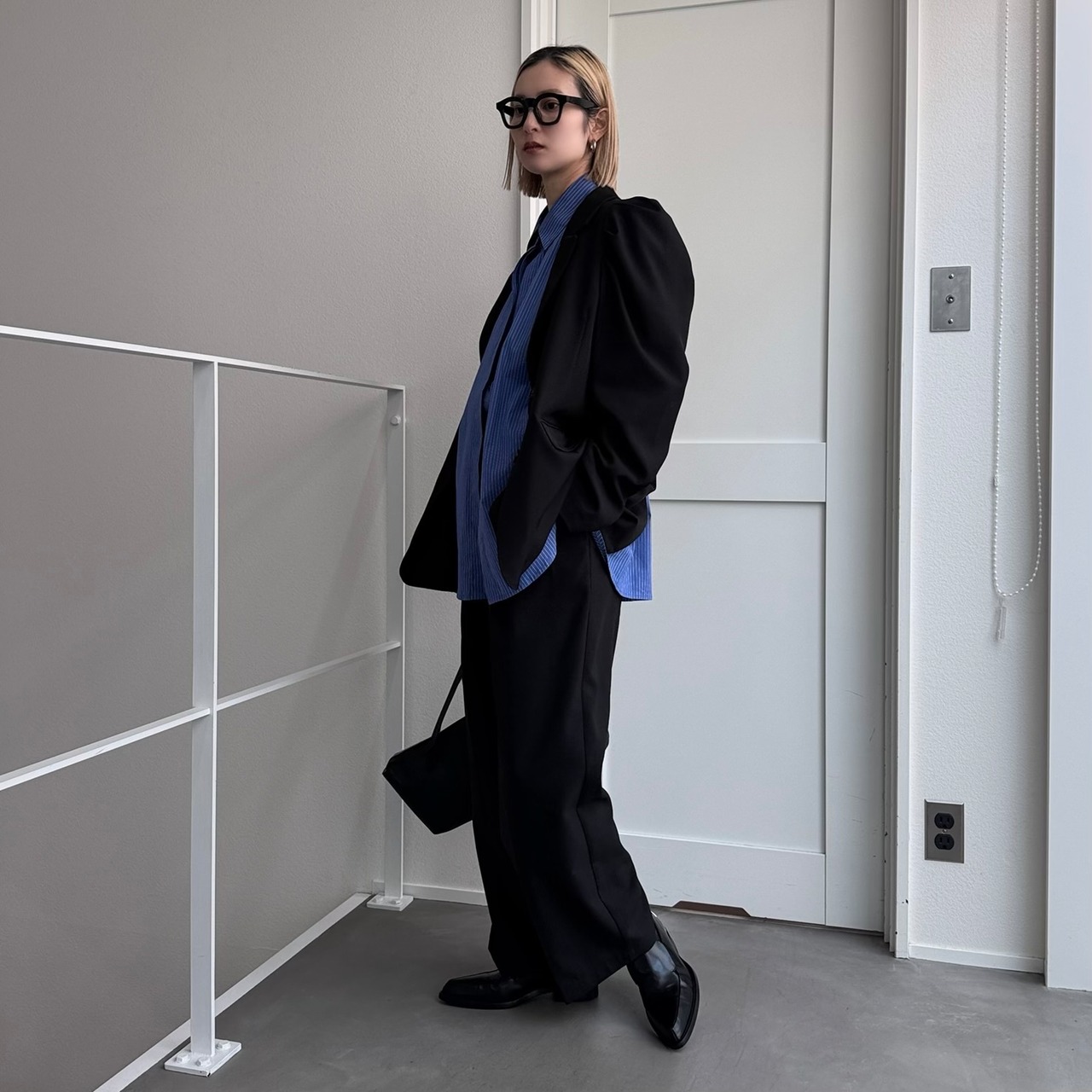 【鹿児島先行販売】パフスリーブシングルテーラードJK/ブラック