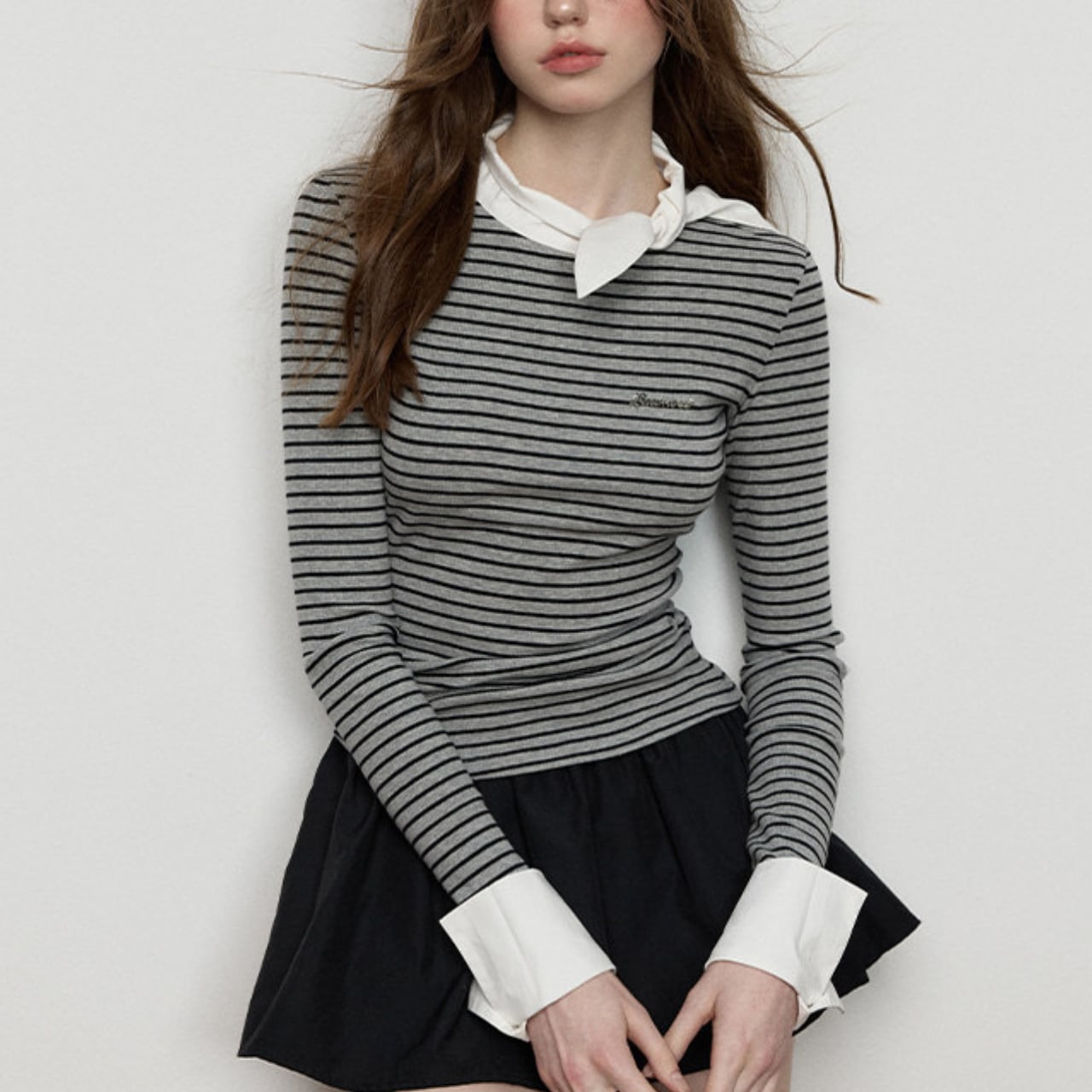 スカーフカラー ボーダートップス 2colorT057