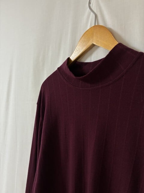 1990's Woven Stripe Pattern Mock Neck Cut and Sewn