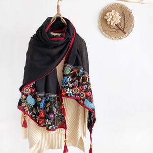 民族風スカーフ　刺繍レトロ　A00009