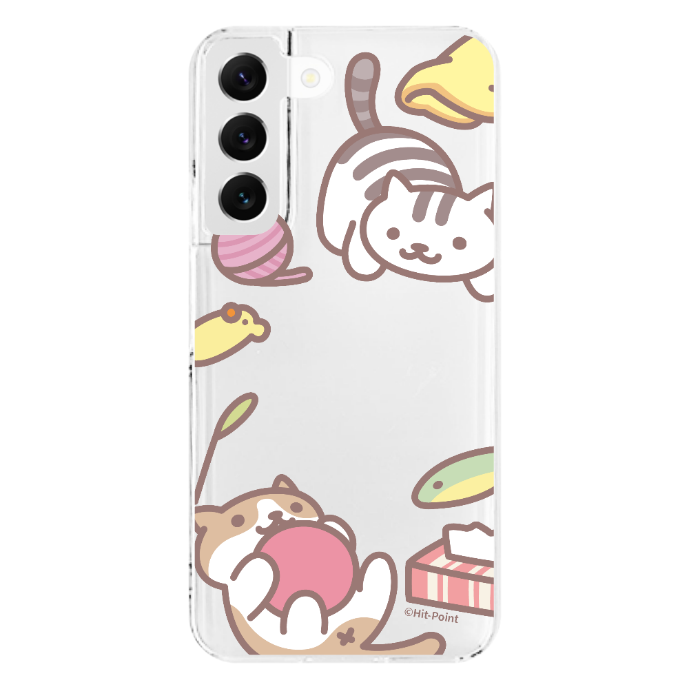 【Galaxy S22】【ねこあつめ(ボールあそび)】スマホケース クリアタイプ