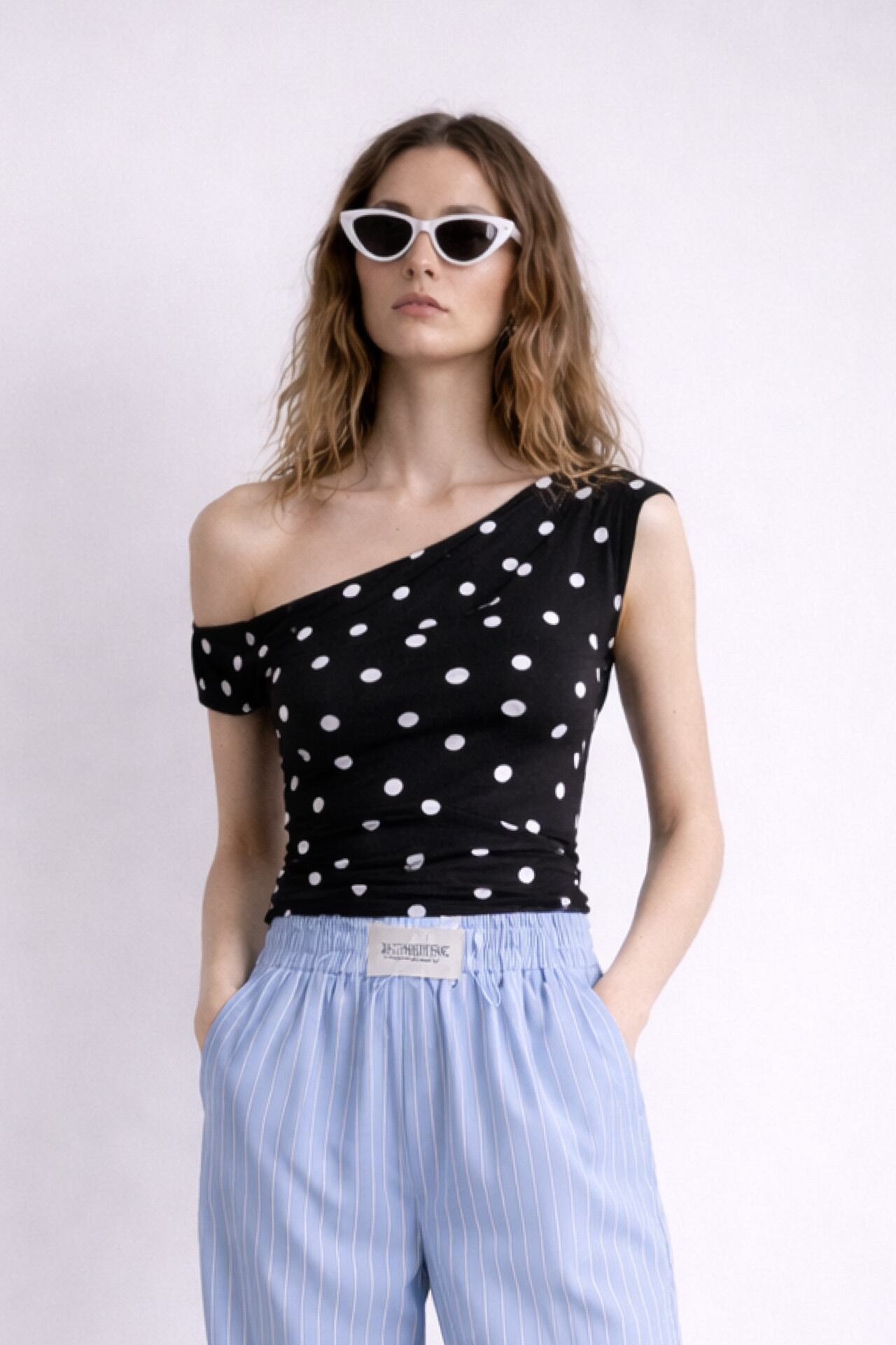 Noir Polka Asym Top