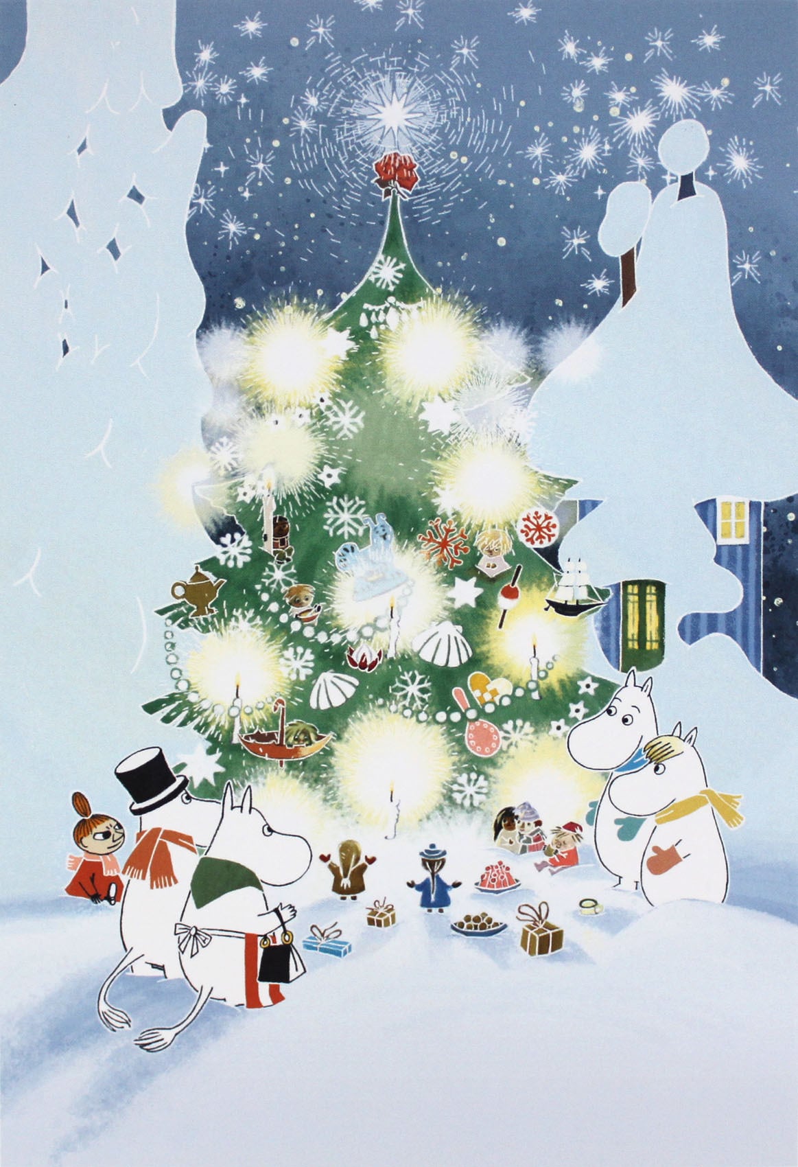 ムーミン 北欧 Postery 「ムーミンとクリスマス」送料無料 フレーム 展示用フック付アートポスター 絵画 インテリア アート