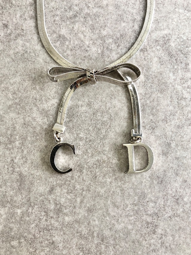 Christian Dior クリスチャン ディオール ブレスレット シルバー CD リボン vintage ヴィンテージ オールド p5ds86
