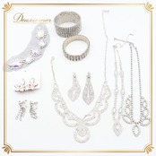 社交ダンス 衣装 まとめ売り セット ネックレス イヤリング ブレスレット シルバー系 アクセサリー 飾り 装飾 ダンス パーティ 発表会 デモ 競技 ステージ